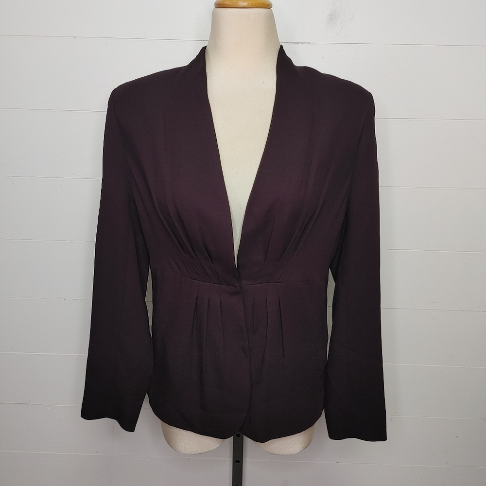 Reiss Carla Eggplant Pleated Viscose Blazer Size M